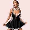 French Daina Black Lace Maid Costume with Luxury G-String Gift