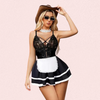 French Daina Sexy Black Lace Maid Costume with Luxury Lace Panty