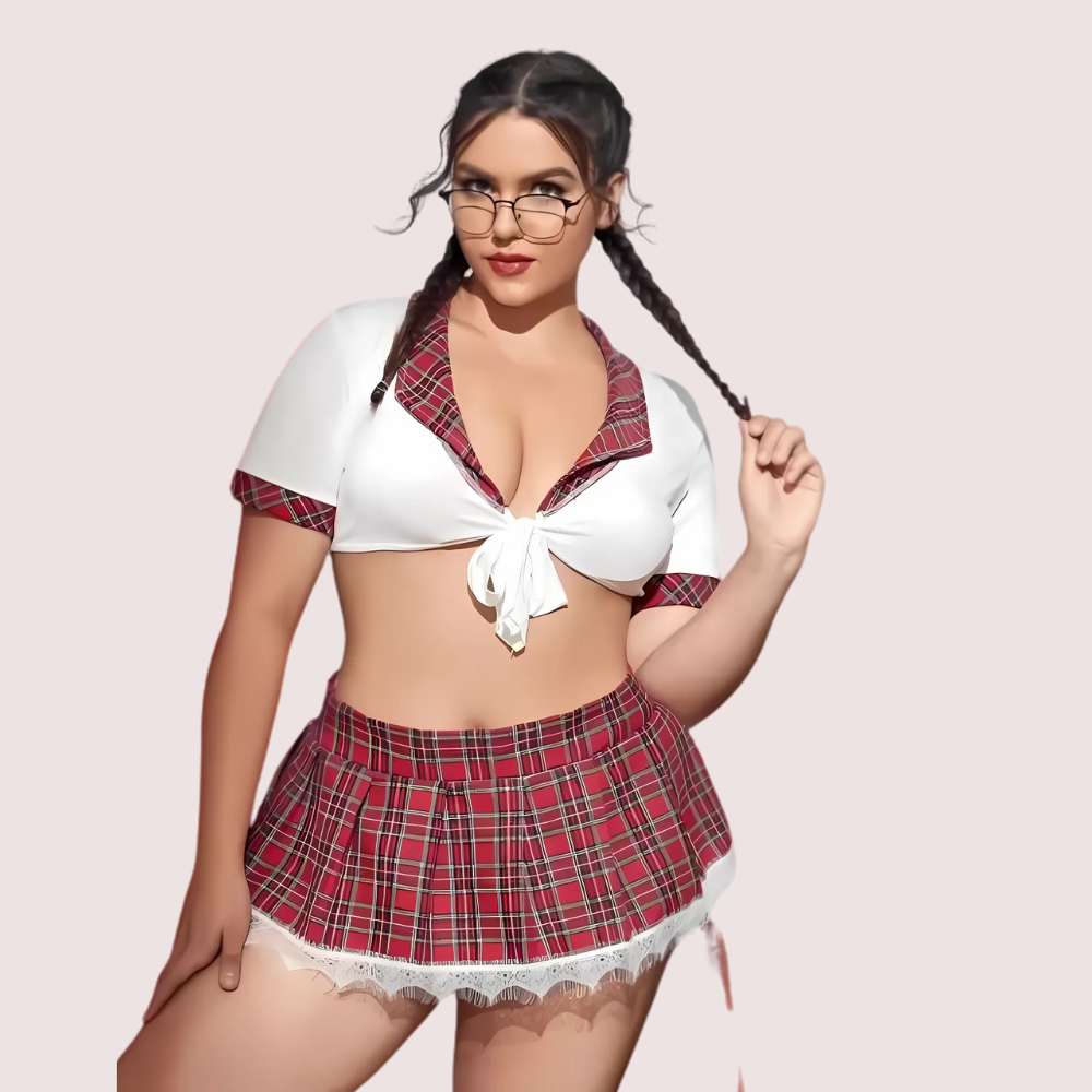 French Daina Schoolgirl Sweetheart Roleplay Costume with Luxury Panty Gift