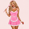 French Daina Pink Lace French Maid Costume with Luxury Panty Gift