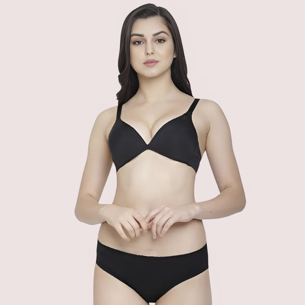 Non-Padded Plunge Bra Panty Set (2 pack)