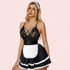 French Daina Sexy Black Lace Maid Costume with Luxury Lace Panty