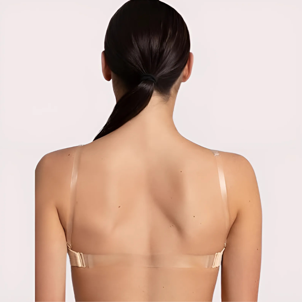 Sexy Tube Bandeau Bra with Transparent Straps in Nude